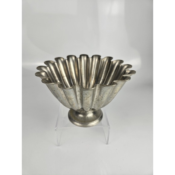 Just Andersen Other - Scalloped‎ Pedestal Pewter Bowl Model 1228 by Just Andersen Art Deco Denmark